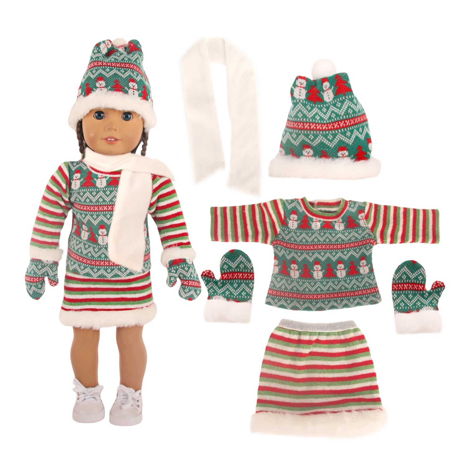 Christmas Doll Clothes Suit For American 18 Inch Girl Doll Cute Outfit Dress Seet For 43Cm Baby New Born&Our generation Doll Toy