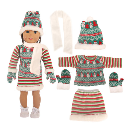 Christmas Doll Clothes Suit For American 18 Inch Girl Doll Cute Outfit Dress Seet For 43Cm Baby New Born&Our generation Doll Toy