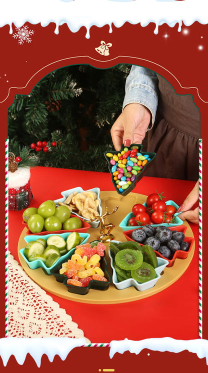 Christmas tree fruit tray, grid fruit tray, household dried fruit tray, snack tray, fruit tray, living room creative high aesthe