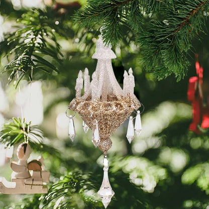 Christmas Crystal Chandelier Tree Ornament - Light-Refracting Holiday Keepsake for Farmhouse, Garden, Bedroom Door Winter Decor
