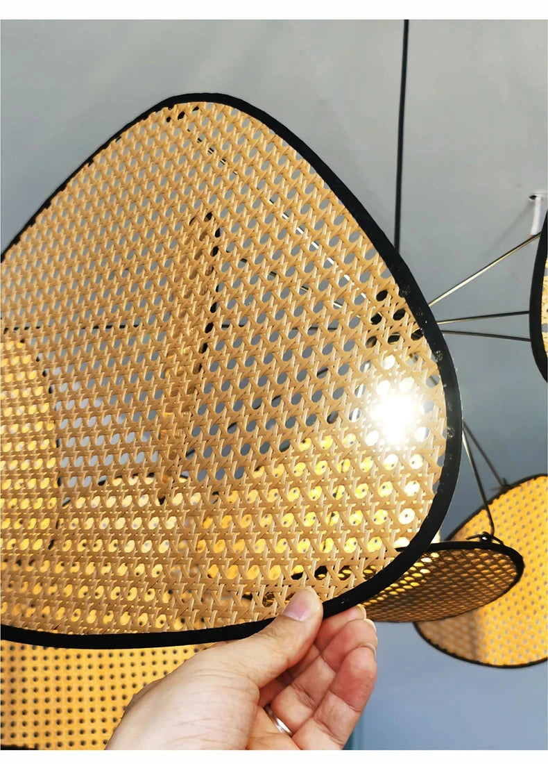 French Design Hand Made Screen Rattan Chandelier for DiningLiving Room Suspension Home Decor Lamp Indoor Lighting Factory Outlet