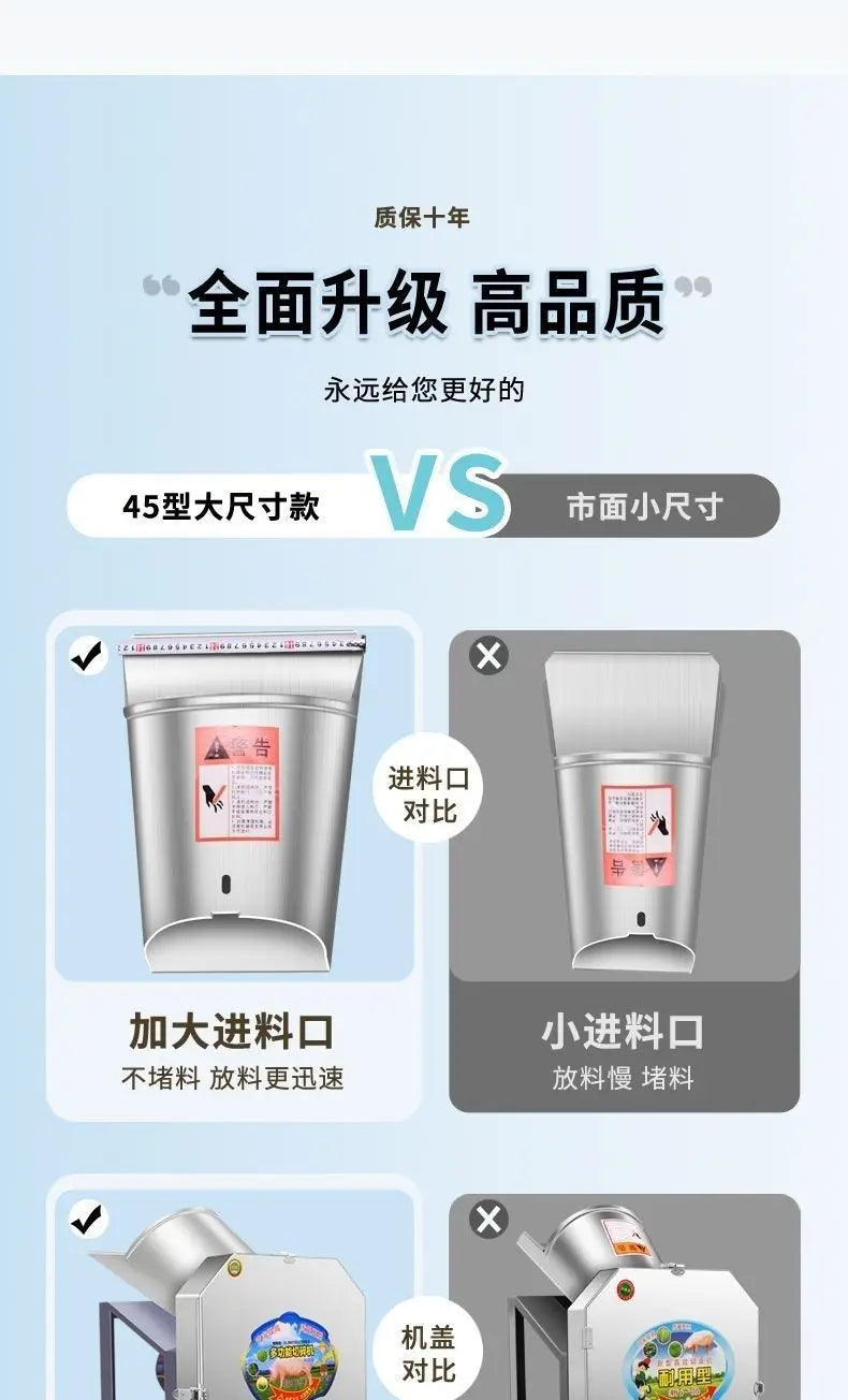 Household Electric Forage Chopper, Small Feed Grinding Machine for Cattle, Sheep, Chicken & Pig Breeding, Efficient Hay Shredder