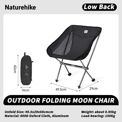 Naturehike Camping Chair L04 Folding Fishing Chair Ultralight Portable Aluminum Alloy Moon Chair Outdoor Picnic Relax Chair