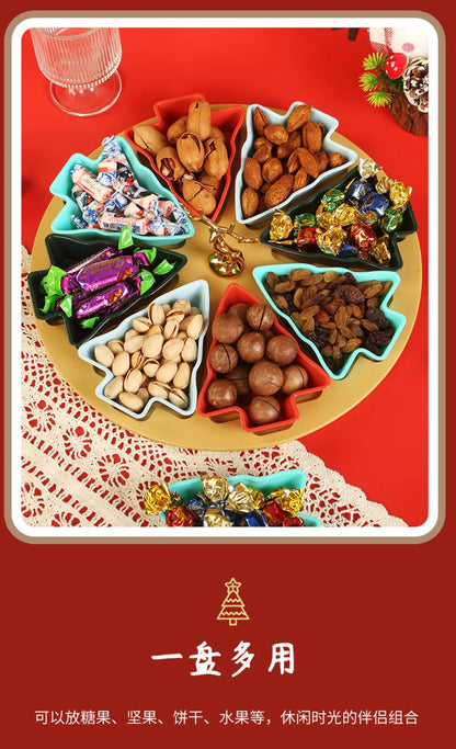 Christmas tree fruit tray, grid fruit tray, household dried fruit tray, snack tray, fruit tray, living room creative high aesthe