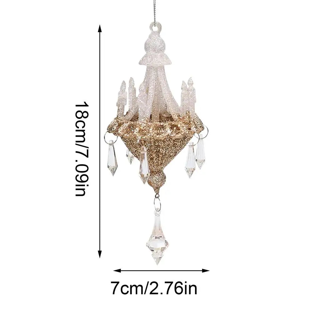 Christmas Crystal Chandelier Tree Ornament - Light-Refracting Holiday Keepsake for Farmhouse, Garden, Bedroom Door Winter Decor