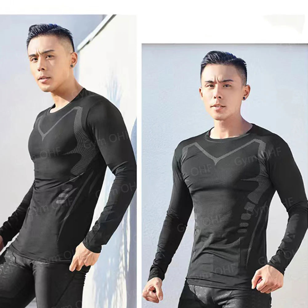 Gym Fitness T shirt Men's Short Sleeve Summer Boxing Jersey Legging Men Rashguard Compression Pants Quick Dry Tight T-shirts Men