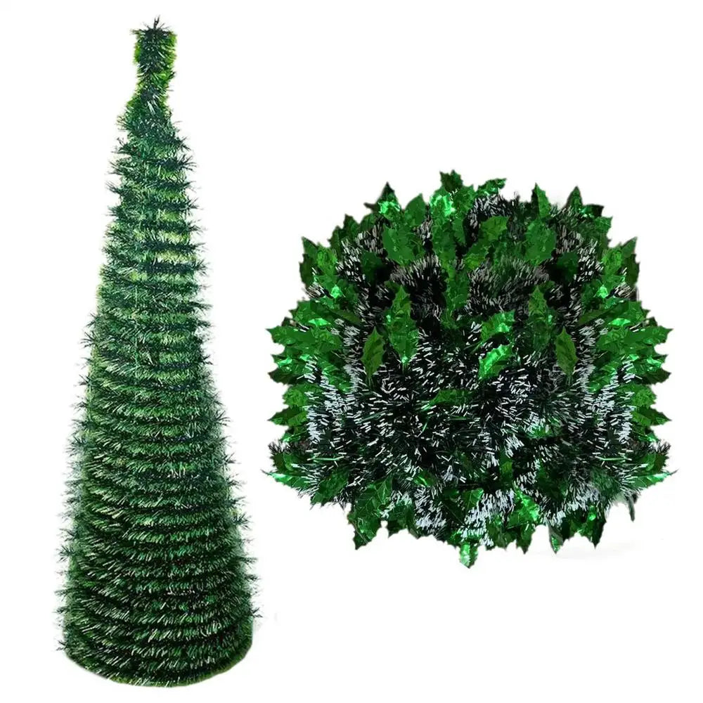 Christmas Tree 5 Ft Festival Ornament Faux Foldable Christmas Tree Christmas Decoration for Winter Holiday Season Decor Indoor