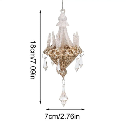 Christmas Crystal Chandelier Tree Ornament - Light-Refracting Holiday Keepsake for Farmhouse, Garden, Bedroom Door Winter Decor