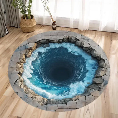 3D Rug Round Rug Big Crack Rug Deep Hole Rugs Illusion Rug Huge Crack Rug Optical Illusion Rug Water Rug 3D Look Crack Rugs