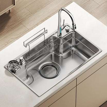 Household Sink, Made Of 304 Stainless Steel, With A Large Single Sink And Integrated Molding