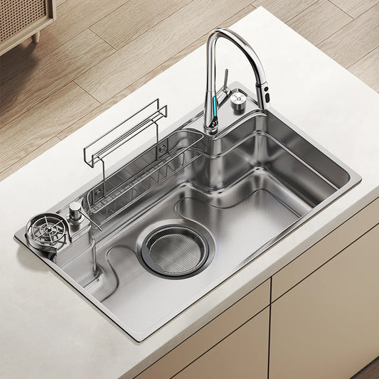 Household Sink, Made Of 304 Stainless Steel, With A Large Single Sink And Integrated Molding