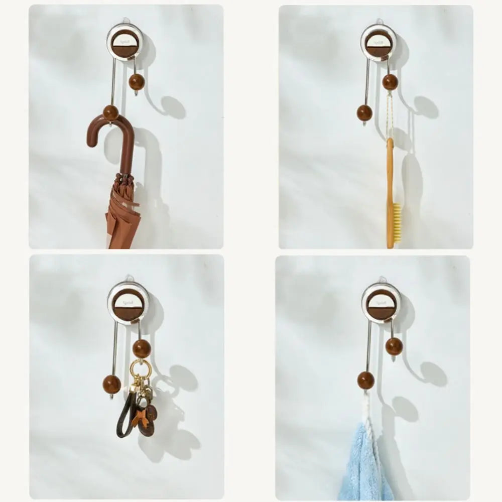 Household Removable Suction Cup Hooks Double Hooks Vacuum Shower Hooks Organizer Storage Wall Hanger Kitchen Bathroom