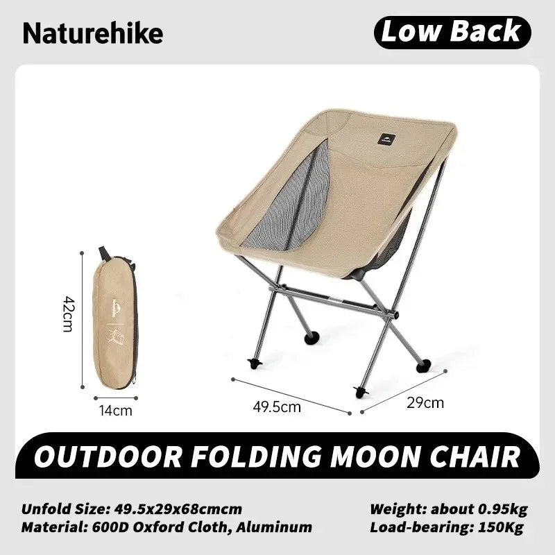 Naturehike Camping Chair L04 Folding Fishing Chair Ultralight Portable Aluminum Alloy Moon Chair Outdoor Picnic Relax Chair