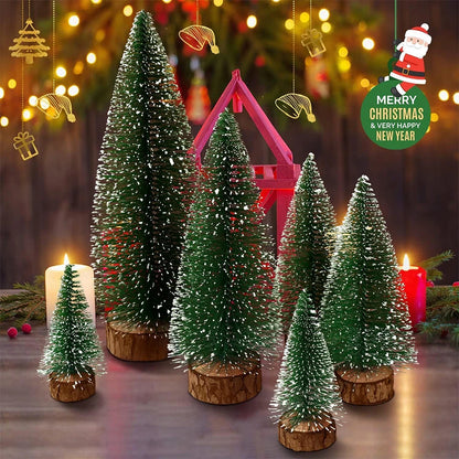Christmas Decoration Artificial Mini Tree Ornaments Miniature Cedar Snow Pines for Home Table Decor 2024 Navidad Landscape Gifts