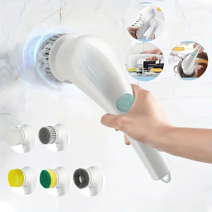 Household Cleaning Brush Multifunction USB 5 in 1 Bathroom Supplies Tools Dishwashing Brush Kitchen Gadgets Charging Mode Toilet