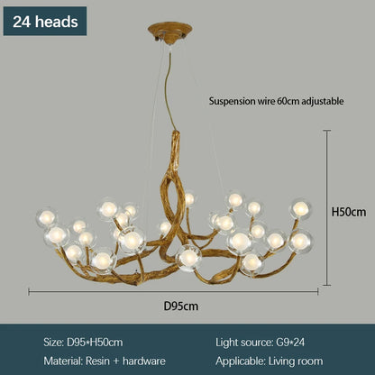 Tree Branch Chandelier Lustre Salon Design antique vintage lamp glass lampshade resin lamp for Living Room dining table light