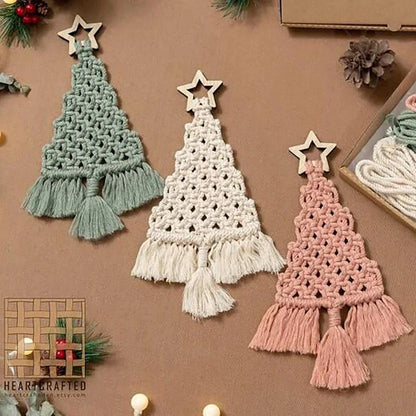 Christmas Tree Macrame Kit DIY Macrame Woven Tree Kit Handmade Woven Xmas Boho Wall Hangings Ornaments for Christmas Decor