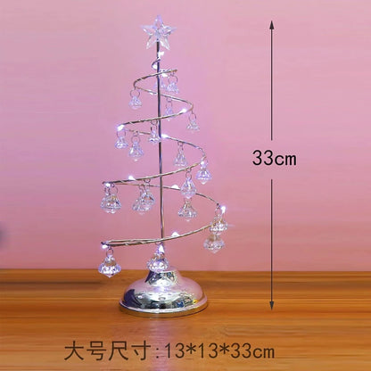 Christmas Decorations Wrought Iron Tree LED Luminous Crystal Christmas Tree Photos on the Table Ornaments Night Light