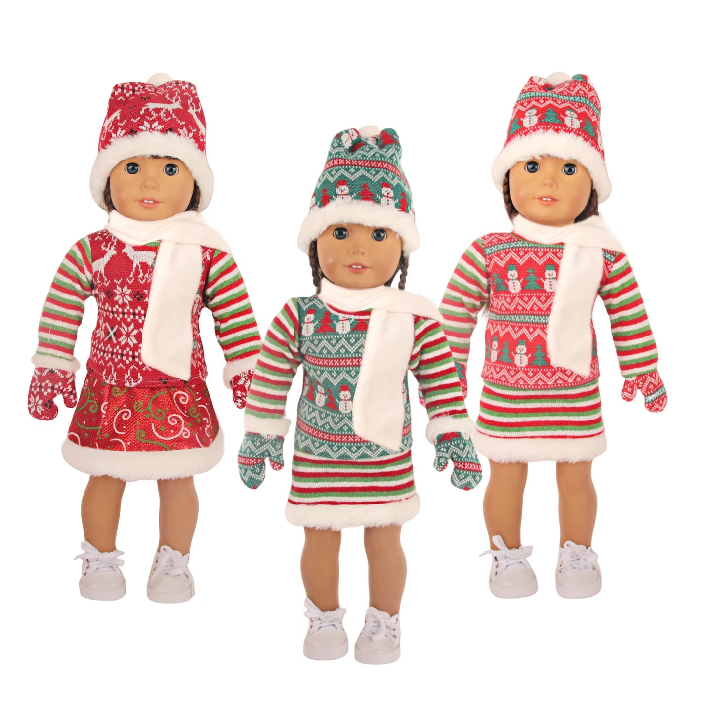 Christmas Doll Clothes Suit For American 18 Inch Girl Doll Cute Outfit Dress Seet For 43Cm Baby New Born&Our generation Doll Toy