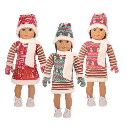 Christmas Doll Clothes Suit For American 18 Inch Girl Doll Cute Outfit Dress Seet For 43Cm Baby New Born&Our generation Doll Toy