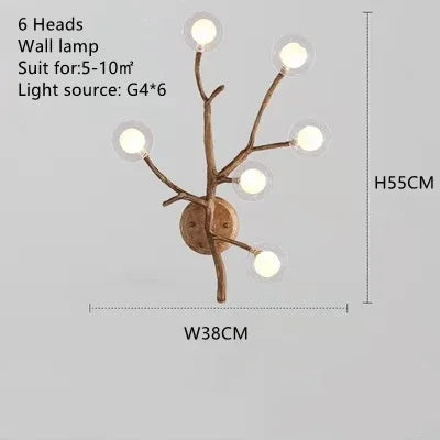 Tree Branch Chandelier Lustre Salon Design antique vintage lamp glass lampshade resin lamp for Living Room dining table light