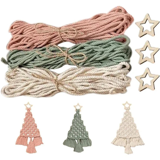Christmas Tree Macrame Kit DIY Macrame Woven Tree Kit Handmade Woven Xmas Boho Wall Hangings Ornaments for Christmas Decor
