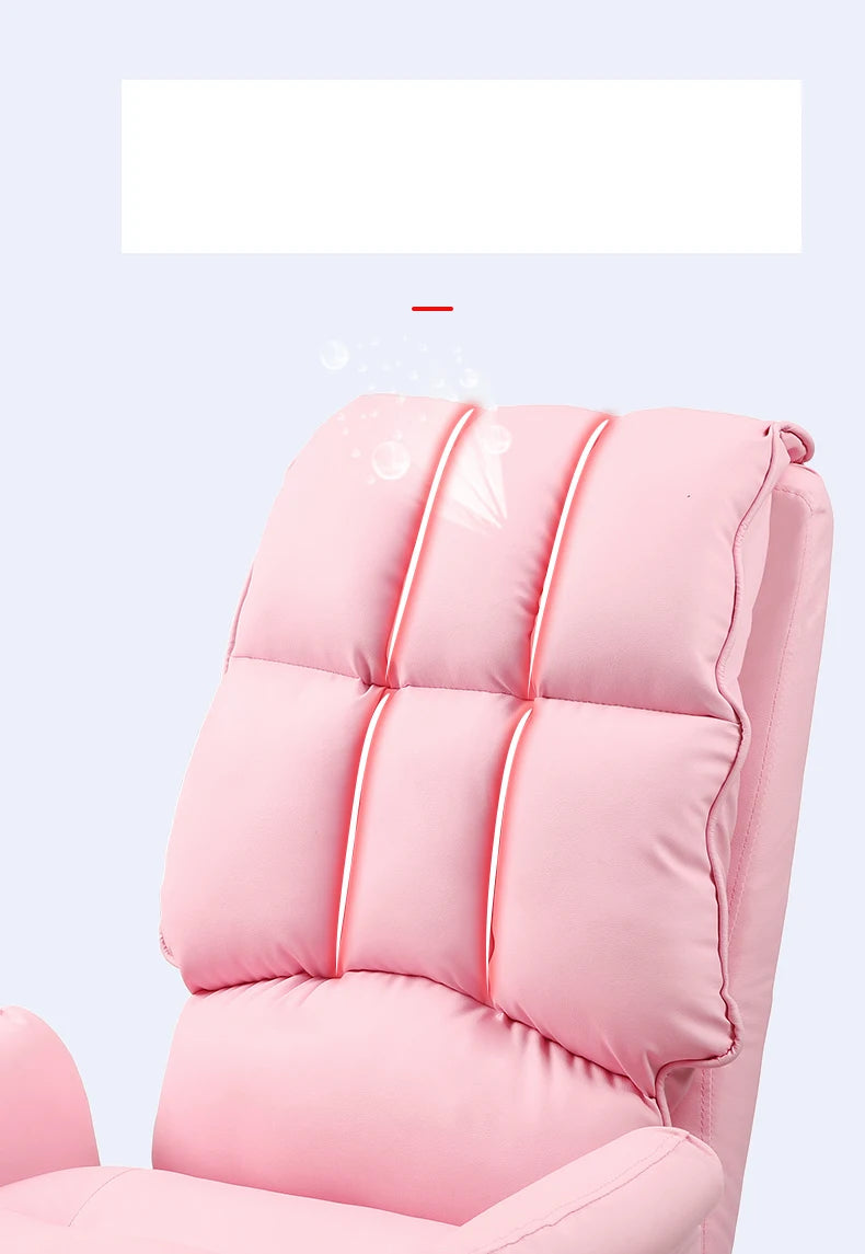 2025 New gaming chair pink office computer chair comfortable soft  gamer chair PU Leather chair Rotating recliner with footrest