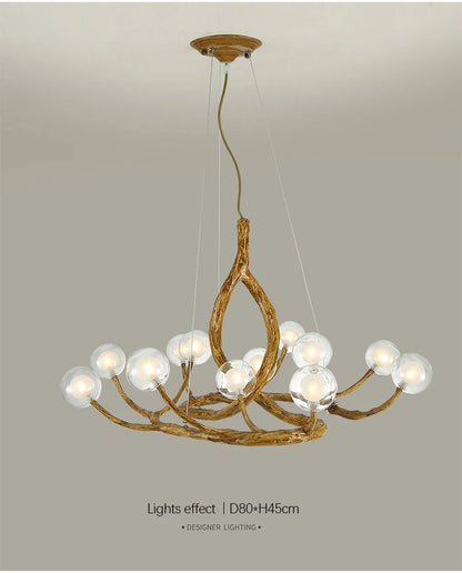 Tree Branch Chandelier Lustre Salon Design antique vintage lamp glass lampshade resin lamp for Living Room dining table light