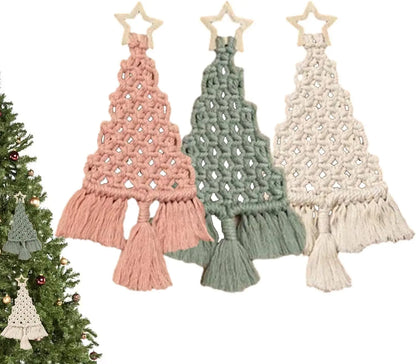 Christmas Tree Macrame Kit DIY Macrame Woven Tree Kit Handmade Woven Xmas Boho Wall Hangings Ornaments for Christmas Decor