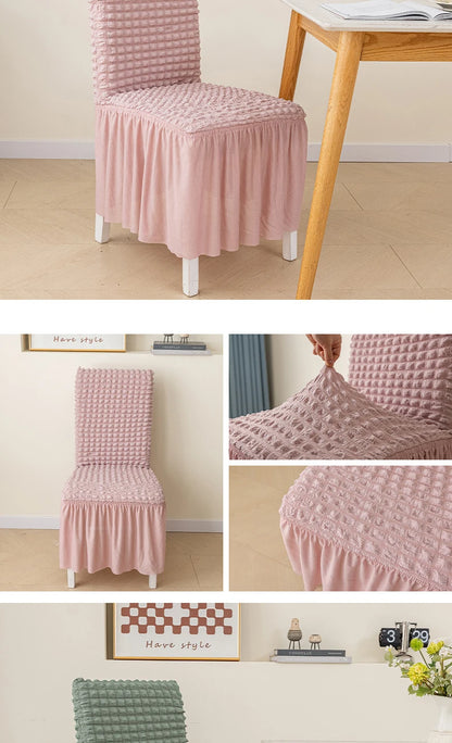 High Quality Seersucker Chair Cover For Dining Room Banquet Chair Slipcover Stretch Chair Skirt Elastic Wedding Chair Decoration
