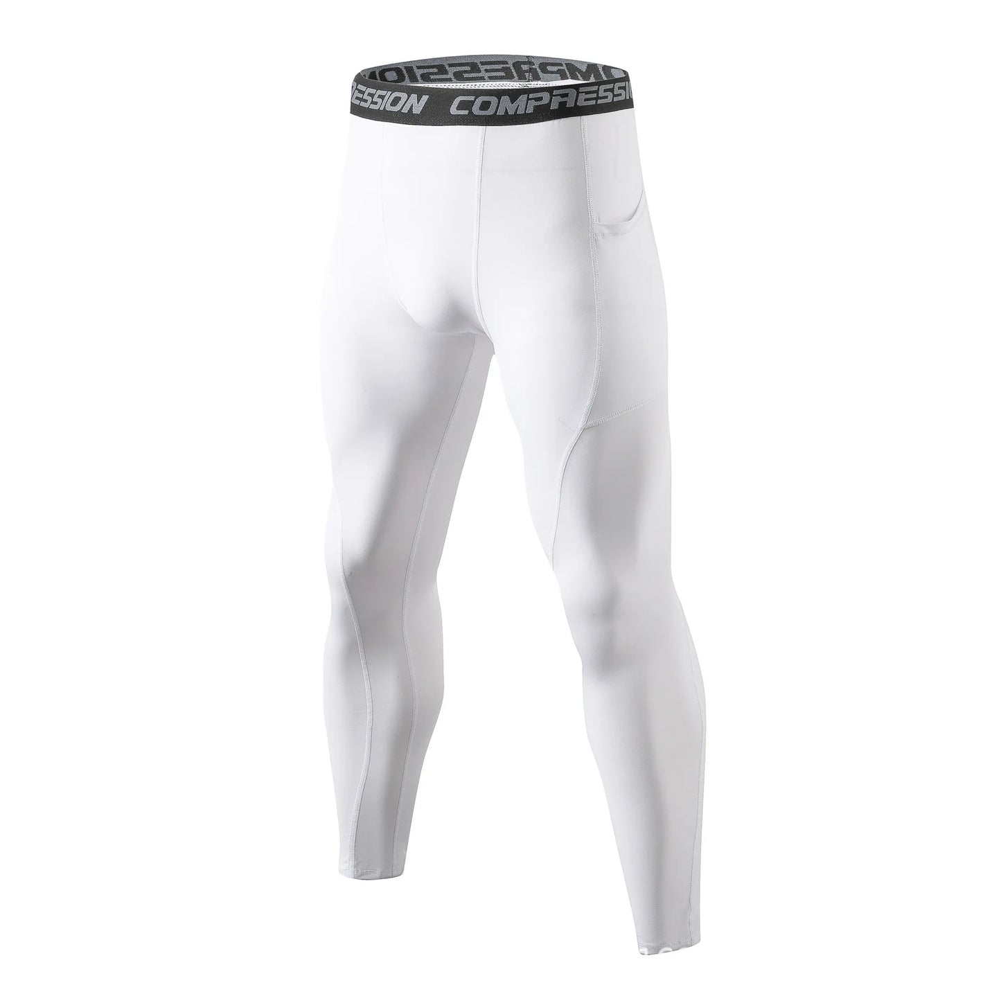 Compression Pant Men Training Gym Leggings with Pockets Running Tights Fitness Basketball Jogging Workout Trouser Polyester