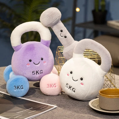 Dumbbell kettlebell Plush Doll - Soft Fitness Tool Shaped Stuffed Toy, Kids Cushion & Desktop Decoration,  Kettlebell Plush Toy