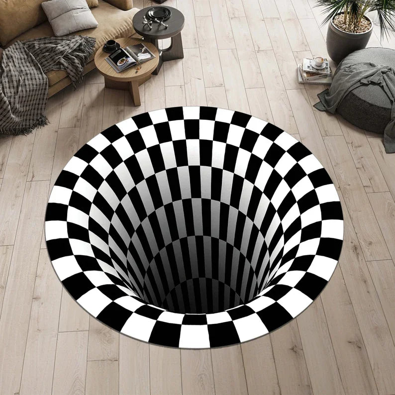 3D Rug Round Rug Big Crack Rug Deep Hole Rugs Illusion Rug Huge Crack Rug Optical Illusion Rug Water Rug 3D Look Crack Rugs