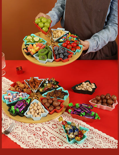 Christmas tree fruit tray, grid fruit tray, household dried fruit tray, snack tray, fruit tray, living room creative high aesthe