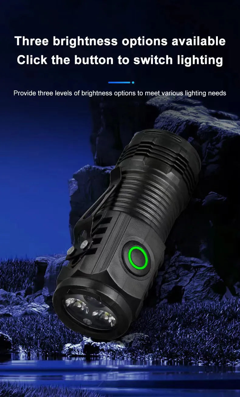 LED Strong Light Flashlight Rechargeable Multi functional for Long Range Portable Outdoor Home Mini Flashlight Cap Clip Light