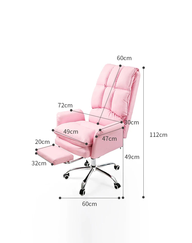 2025 New gaming chair pink office computer chair comfortable soft  gamer chair PU Leather chair Rotating recliner with footrest