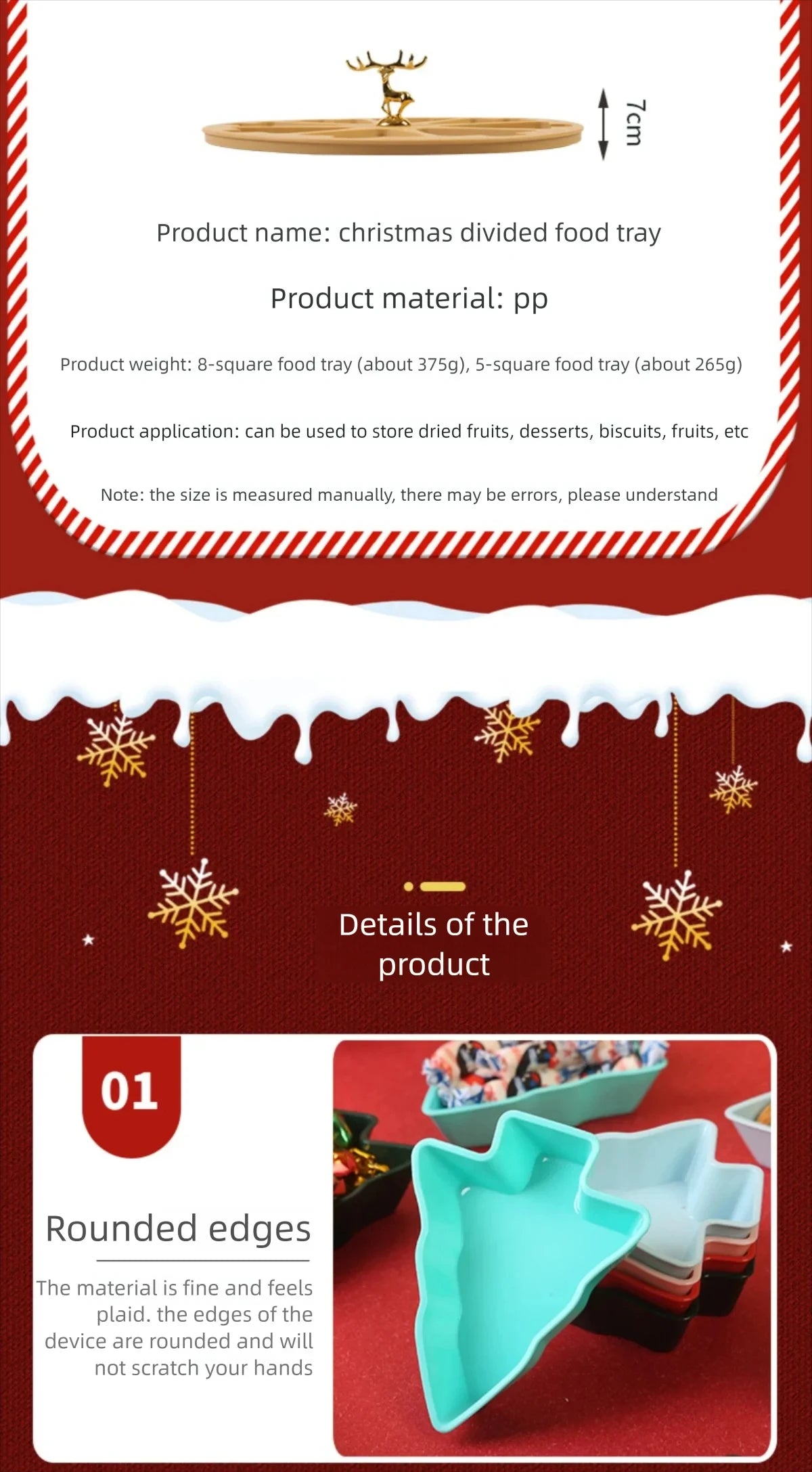 Christmas tree fruit tray, grid fruit tray, household dried fruit tray, snack tray, fruit tray, living room creative high aesthe