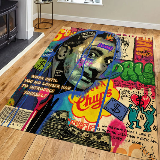 Colorful Rug Salvador Dali Rug Pop Art Rug Graffiti Rug Street Art Rug Area Rug Living Room Rug Modern Rug Popular Rug