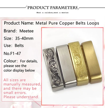 35-40mm Metal Pure Copper Belts Loops Hook Solid Brass O D Ring Belt Buckle for Men's Clothing Craft DIY Hardware Accessories