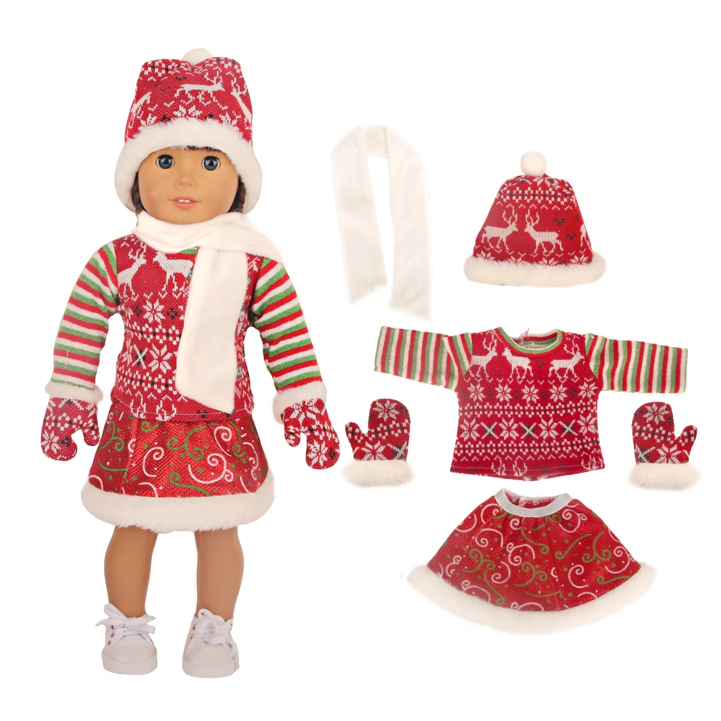 Christmas Doll Clothes Suit For American 18 Inch Girl Doll Cute Outfit Dress Seet For 43Cm Baby New Born&Our generation Doll Toy
