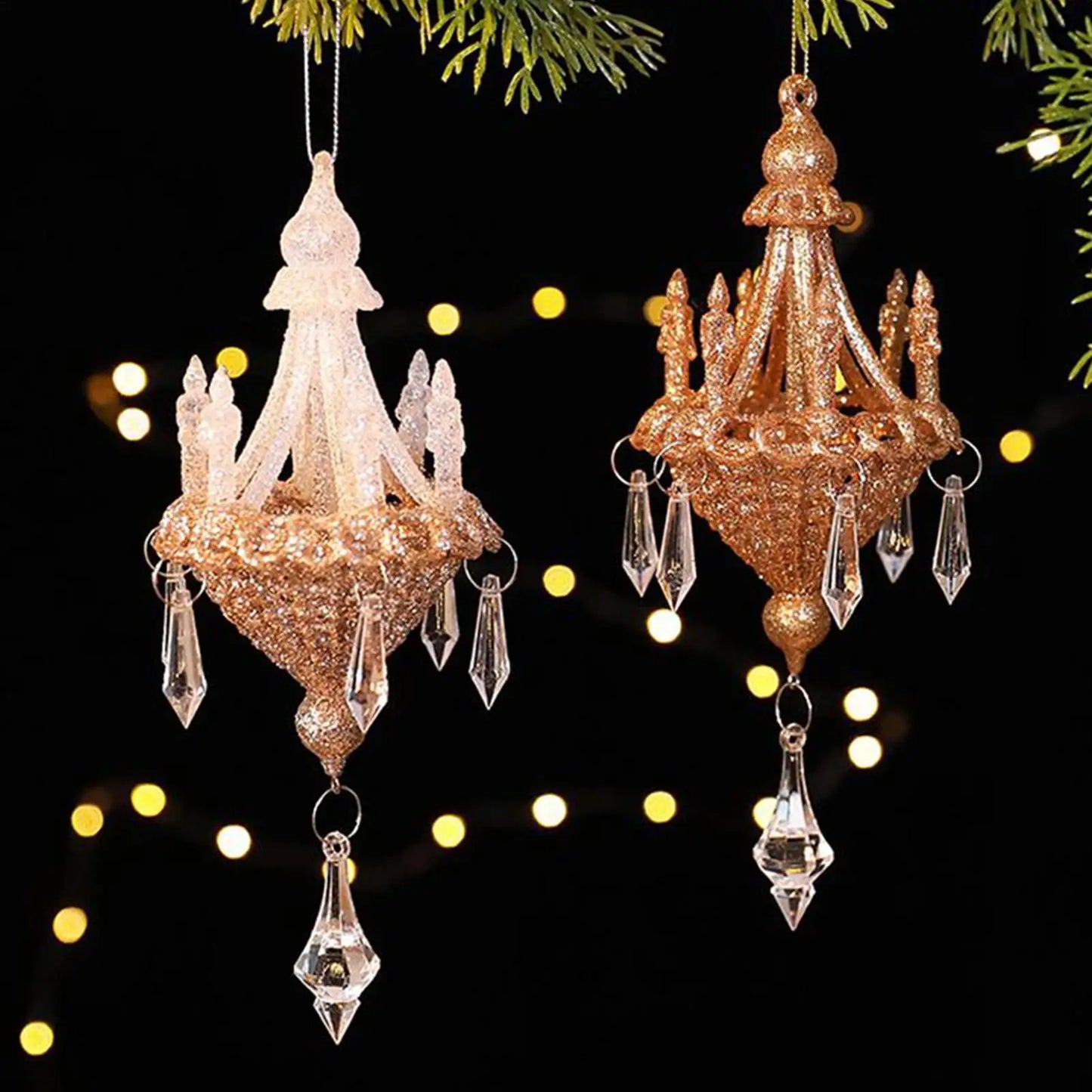 Christmas Crystal Chandelier Tree Ornament - Light-Refracting Holiday Keepsake for Farmhouse, Garden, Bedroom Door Winter Decor