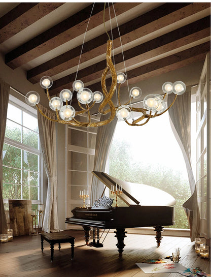 Tree Branch Chandelier Lustre Salon Design antique vintage lamp glass lampshade resin lamp for Living Room dining table light