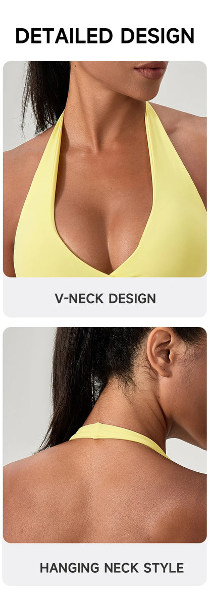 Sports Yoga Bra for Women Halter Neck with Stylish Back Design Sexy Gym Bra for Running Fitness Sports Bras