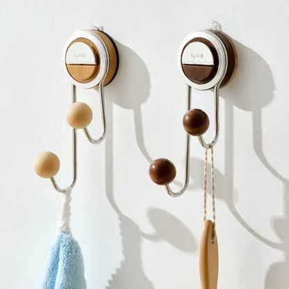 Household Removable Suction Cup Hooks Double Hooks Vacuum Shower Hooks Organizer Storage Wall Hanger Kitchen Bathroom