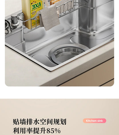 Household Sink, Made Of 304 Stainless Steel, With A Large Single Sink And Integrated Molding