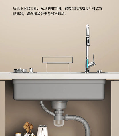 Household Sink, Made Of 304 Stainless Steel, With A Large Single Sink And Integrated Molding