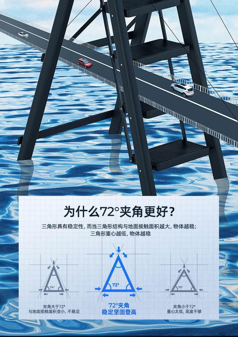 Household  Indoor  Folding  Telescopic  Herringbone  Portable  Four-step  Stairs Carbo