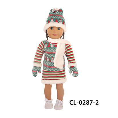 Christmas Doll Clothes Suit For American 18 Inch Girl Doll Cute Outfit Dress Seet For 43Cm Baby New Born&Our generation Doll Toy