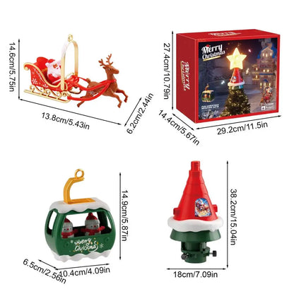 Christmas Tree Topper Rotating Treetop Decoration Tree Topper Ornaments Holiday Winter Party Supplies with LED Light and Music