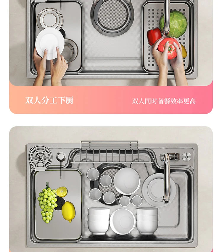 Household Sink, Made Of 304 Stainless Steel, With A Large Single Sink And Integrated Molding